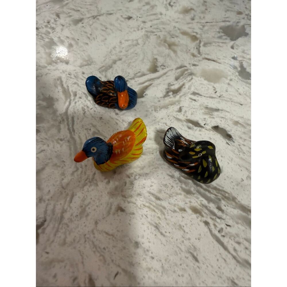 Hand painted mini duck lot of 3 vintage